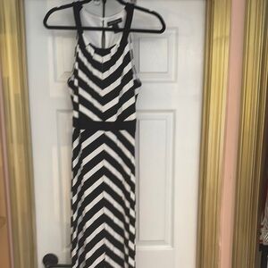 White House Black Market Monochrome striped Maxi Dress
